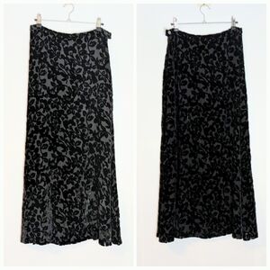 Vintage Laura Ashley Velvet Burnout Floral Maxi Skirt Size 8 Lined
